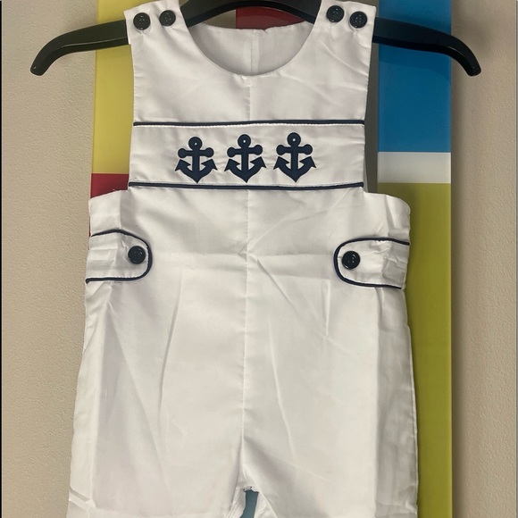 White Anchor appliqué shortall size 4T - Picture 1 of 7